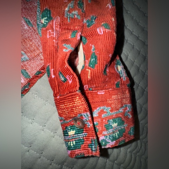 Anthropologie Building 18 Rust Corduroy Floral Button-Down Shirt size 4. EUC - Picture 7 of 10